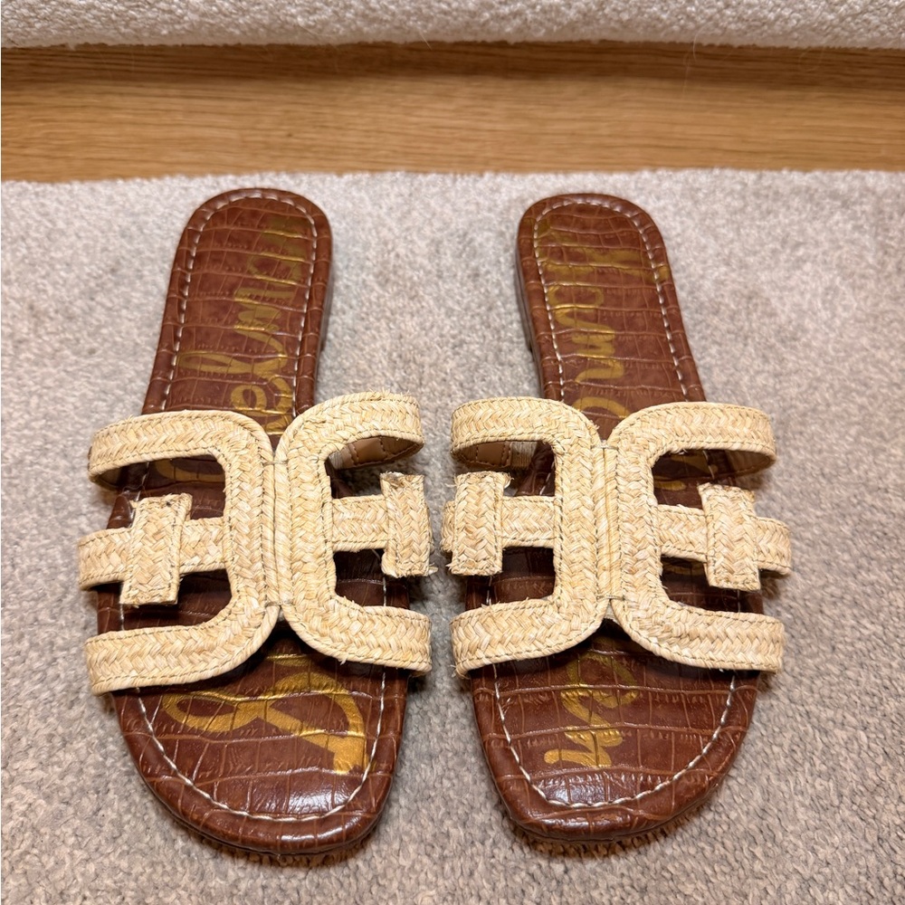 NWOT Sam Edelman Cream and Brown Slide Sandals